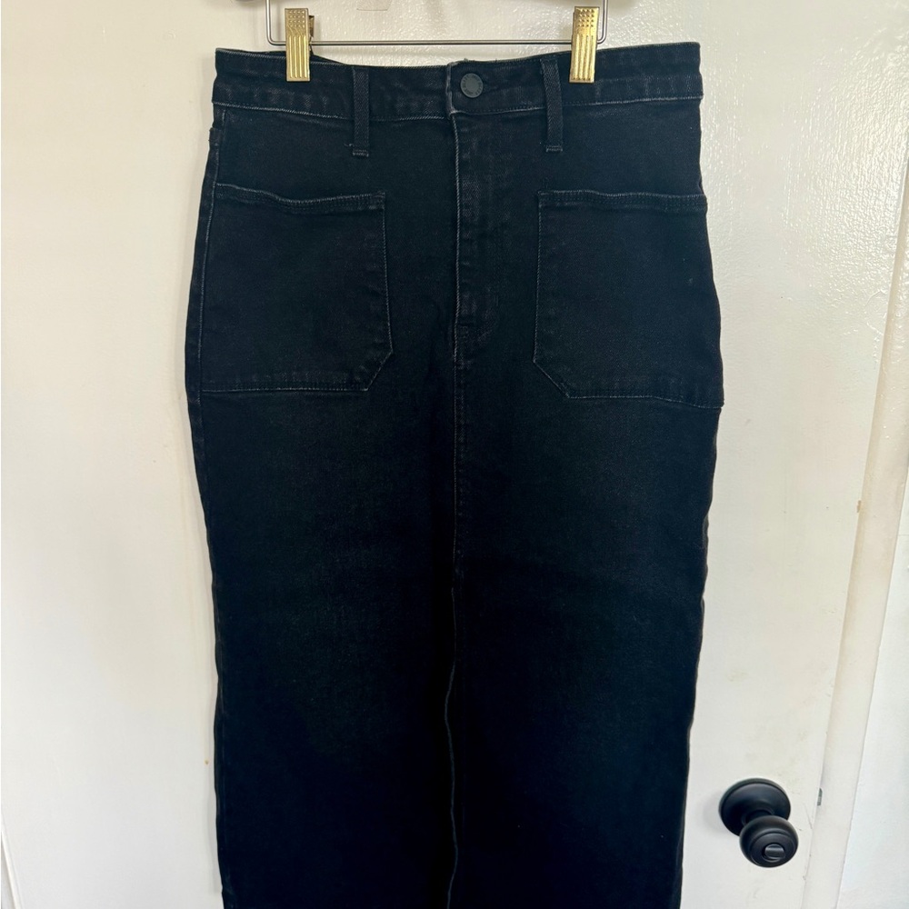 Utility Pocket Midi Skirt- Washed Black - M